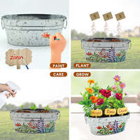 Kit de culture de fleurs blanches pour enfants, jardinage, plante et peinture, artisanat d'art, pot ovale en métal, ensemble dessin