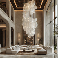 Lustre en verre en forme de feuille, grand luminaire suspendu personnalisé pour villa, plafond haut, hôtel, atrium, hall
