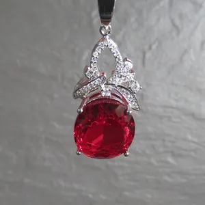 Thời trang New Red Topaz 925 sterling Silver pha lê đá quý nguyên mặt dây chuyền vòng cổ