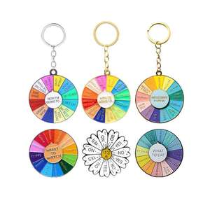 Braccialetto con Ruota Girevole in Inglese 'What to EAT' con Ciondolo Portachiavi Arcobaleno Rotante 'IT'S Daisy Wheel' - Product Image 2