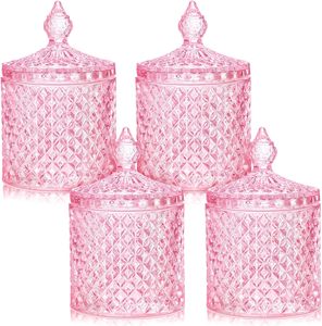 Vases et pots en verre géométrique givré noir doré électrolytique en gros avec couvercle pour bougies - Product Image 1