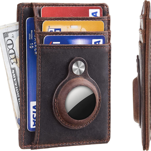 Cartera de Cuero Genuino de Primera Calidad, Tarjetero de Lujo con Ranura para AirTag, Bloqueo RFID, Ranuras para Tarjetas de Visita, Ranuras para Tarjetas de Crédito, Sin Cierre - Product Image 4