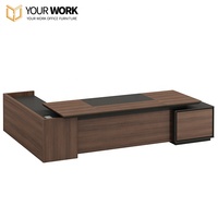 Matériau MDF de style moderne du fournisseur chinois Table de bureau en bois en forme de L Cabine de bureau extensible pour Boss CEO Prix