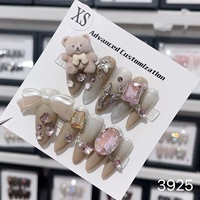 Vente en gros d'usine, 10 pièces de faux ongles faits à la main, magnifiques, luxueux, design personnalisé, motifs aléatoires, ongles press-on faits à la main