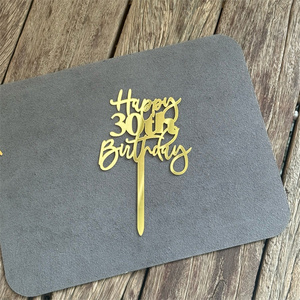 ท็อปเปอร์เค้กใหม่ <span class=keywords><strong>18</strong></span> 21 30 40 50 60 70 ป้ายอะคริลิคสีทอง ท็อปเปอร์เค้กสุขสันต์วันเกิด สำหรับตกแต่งเค้กงานวันเกิด - Product Image 3