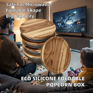 Cubo de Palomitas Plegable de Madera Ecológico Personalizado OEM/ODM, Apto para Lavavajillas, Gran Capacidad, Portátil, Listo para Microondas, para Fiestas y Cocina - Product Image 2