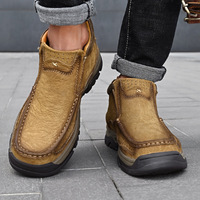 Sepatu Bot Kulit Asli Pria Musim Gugur Musim Dingin Sepatu Kasual Ukuran Besar Fashion Pria Sepatu Bot Kulit Sapi Asli Pria