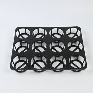 Black Round Pot Tray <b>Plastic</b> Base With Drainage Holes For Succulent Planters Modular Floor Standing - Product Image 1