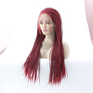 Peluca LINDALHAIR con <span class=keywords><strong>dos</strong></span> Fresno 360 encaje trenzado, pelucas ashro afroamericanas <span class=keywords><strong>trenzas</strong></span> negras caja azul peluca frontal trenzada Rojo - Product Image 5