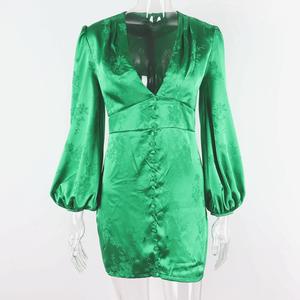 Robe de soirée sexy en satin, robe de bal pour femme en soie, cocktail d'été, mini robe à manches longues, soirée élégante, volants, bestidos - Product Image 6