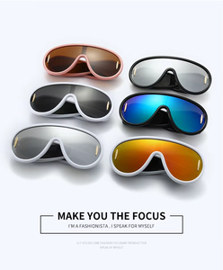 Luxury Brand Oversized Shield <b>Sunglasses</b> for Women Flat Top Brown One Piece UV400 Lens Mirror Y2K One-Piece <b>Sunglasses</b> - Product Image 6