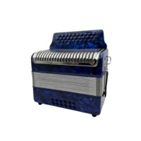 SEASOUND Accordéon diatonique professionnel 31 boutons 12 basses, corps en celluloïd bleu, design portable en bois, taille standard JB3112C RCA
