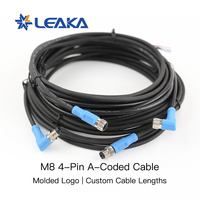 كابل Leaka M8 ذو 4 دبابيس بزاوية قائمة، تصنيع متكامل بالكامل، شعار مدمج مصبوب، يدعم OEM وODM