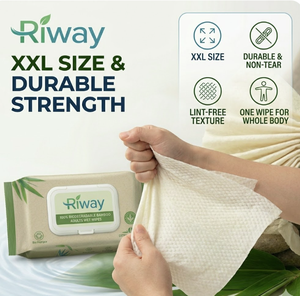 ผ้าเช็ดทำความสะอาดร่างกายสำหรับผู้ใหญ่ OEM XXL ขนาดใหญ่พิเศษ ปราศจากสารก่อภูมิแพ้ ผลิตจากน้ำบริสุทธิ์ ย่อยสลายได้ 100% ทำจากใยไผ่ เป็นมิตรต่อสิ่งแวดล้อม ไม่ต้องล้างออก - Product Image 5
