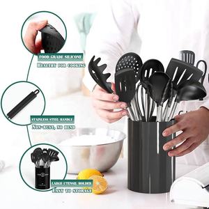43pcs Wholesale Food Grade Black <b>Silicone</b> Kitchen Baking Utensil Set Stainless Steel Handle Cooking Baking Kit - Product Image 2