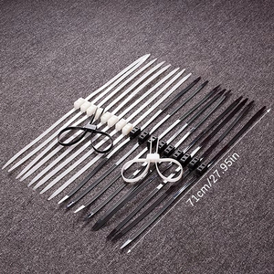 12x700mm Serre-câbles auto-bloquants en nylon jetables, à boucle de fixation, haute résistance, type manchette double flex en plastique - Product Image 6