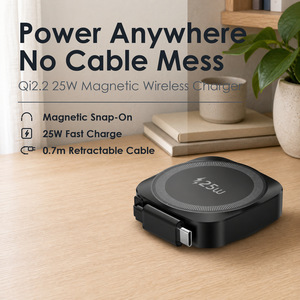 Cargador Inalámbrico Portátil de 25W, Cargador Magnético Qi2.2 con Carga Rápida y Cable USB-C Retráctil de 0.7M para Viajes - Product Image 1