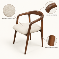 Chaise de salle à manger ergonomique à dossier incurvé en bois de caoutchouc massif blanc et noyer pour restaurant, cuisine, café