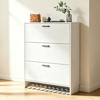 Meuble à chaussures moderne ultra-plat rabattable, avec étagères amovibles et réglables, en bois, pour couloir