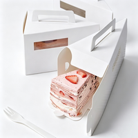 Boîte à gâteau triangulaire portable avec poignée et fenêtre transparente, boîte à gâteau jetable pour emporter, boîte à gâteau en tranches pour l'emballage de desserts