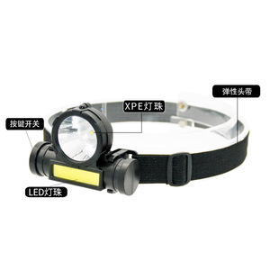 Lampe frontale LED XPE COB rechargeable 2000 mAh avec bandeau réglable pour la pêche, le cyclisme et la course à pied - Product Image 1