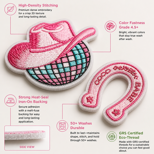 Wholesale custom embroidered patch Cow Girl Women Bag Decoration Pink Western Cowboy Howdy iron on patches for hats clothing - Product Image 3
