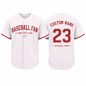 Camiseta de Béisbol Personalizada con Franjas, Nombre del Equipo y Número, con Botones, para el Día del Partido - Product Image 4