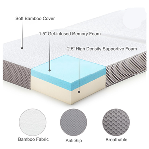 Colchón plegable de espuma viscoelástica, colchón triple transpirable de <span class=keywords><strong>4</strong></span> pulgadas con funda de bambú, cama de invitados de suelo portátil suave - Product Image 4