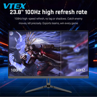 Moniteur d'ordinateur 23.8 pouces FHD IPS Panel 100Hz Taux de rafraîchissement Angle de vision large en option Lumière RVB Haut-parleur Moniteur de jeu de bureau