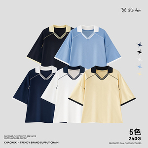 เสื้อโปโลซิลูเอท น้ำหนักเบา 240 กรัม คอวี สีตัดกัน ป้องกันไรฝุ่น ระบายอากาศ ซึมซับเหงื่อ สำหรับฤดูร้อน เสื้อเปล่าสำหรับสั่งทำพิเศษ - Product Image 5