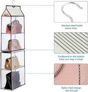 Factory Direct Heavy-Duty Mesh 4-<b>Shelf</b> Hanging Handbag Bag Organizer Closet Systems & Organizers for Purse Storage in Households - Product Image 5