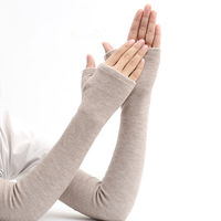 FF3171 Gants longs sans doigts en cachemire pour femme, chauffe-bras tricotés pour l'hiver