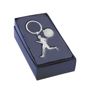 Porte-clés Runner 45 h 55 mm RACING avec logo personnalisé, en PVC souple et cuir, porte-clés en métal avec logo personnalisé - Product Image 2