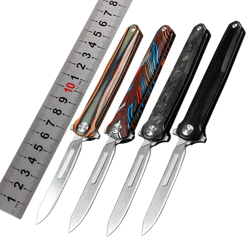 Custom Wholesale Carbon Fiber Handle Portable Folding Knife Size 60 Scalpel Blade Art Carving Pocket Knife Replaceable Blade