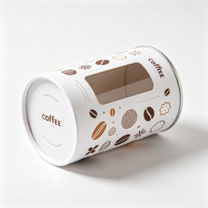 Boîte en carton cylindrique avec logo personnalisé, fenêtre transparente, tube en papier recyclable, emballage pour grains de café - Product Image 5