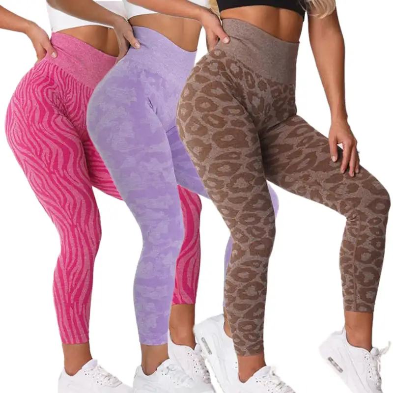 2022 New High Quality Camo Animal Print Seamless Leggings Butt Lift Fitness Wear Jacquard Yoga Tights Women Gym Workout Pants
