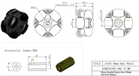 Roue omnidirectionnelle en plastique de 38 mm (1,5 pouce) à 90 degrés, 8 roulettes en PU, pour voiture robot, charge de 2 kg, 14184