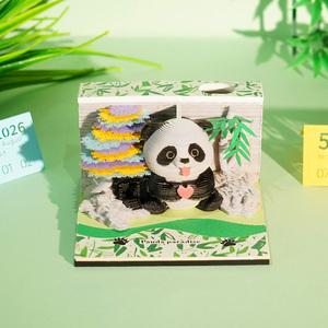 Sản Phẩm Mới 2026 Cha Mẹ Và Con Gấu Trúc 3D Chú Ý Tùy Chỉnh Thiết Kế Giấy Khắc 3D Memo <span class=keywords><strong>Pad</strong></span> Lịch - Product Image 2