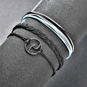 Bracelet tressé en <span class=keywords><strong>vida</strong></span>, cordon de cire pour bijoux avec perles ajustables, vente en gros, - Product Image 4