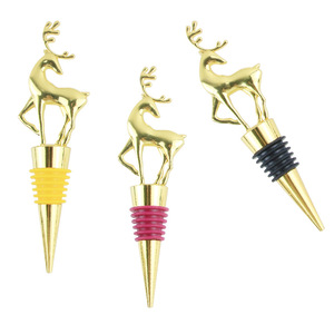 Golden Deer Wine Bottle Stoppers Metal Christmas Decorative Corks Set of 6 - Product Image 5