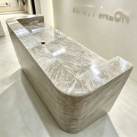 Table de bar en marbre Taj Mahal au design moderne et luxueux, comptoir de caisse en marbre, bureau de caisse en marbre pour salon de beauté, table centrale, îlot