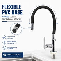 Tuyau flexible en PVC pour robinet d'évier de cuisine, bec de 48 cm, tête en alliage de zinc, robinet monocommande, vente en gros d'usine OEM ODM