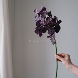 Papillon artificiel en soie imprimé en 3D 7 têtes de fleurs d'orchidées <span class=keywords><strong>Vanda</strong></span> pour décorations de mariage et de Noël fleurs artificielles - Product Image 2