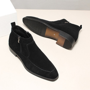 Chaussures pour hommes de qualité supérieure, bout carré, style fermeture éclair, design tendance dégradé, cheville imperméable pour un usage décontracté en hiver, cuir véritable - Product Image 6