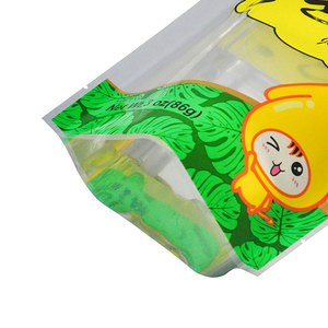 Bolsa plana de plástico impermeable impresa personalizada, sellado térmico frontal transparente, bolsa de papel de aluminio con sello lateral 3 con logotipo para aperitivos de mariscos de calamar seco - Product Image 3