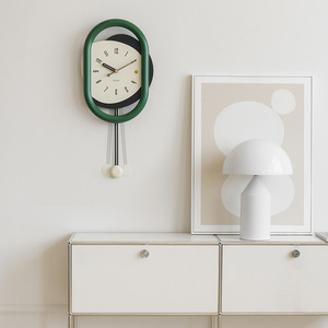Creamy Style Oval <b>Wall</b> <b>Clock</b> Battery Powered Single Face Modern Minimalist Living Room <b>Decoration</b> - Product Image 3