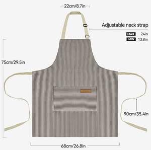 Delantales de Cocina para Chef, Delantal Ajustable con 2 Bolsillos para Hombres y Mujeres (Negro/Marrón a Rayas) - Product Image 3
