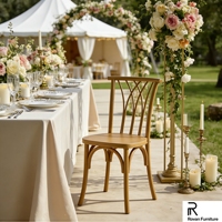Chaise de salle à manger haut de gamme en bois massif naturel, chaise décorative à dossier croisé pour événements de mariage et repas