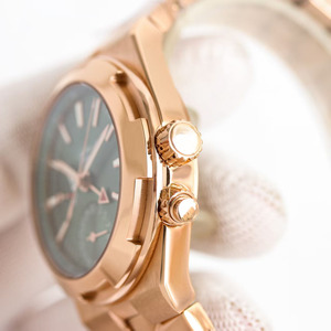 Reloj de Pulsera para Hombre, Mecánico Automático Multifuncional, con Caja de Oro Rosa de Lujo, Esfera Verde Gema, Totalmente en Acero Inoxidable, con Función de Fecha - Product Image 4
