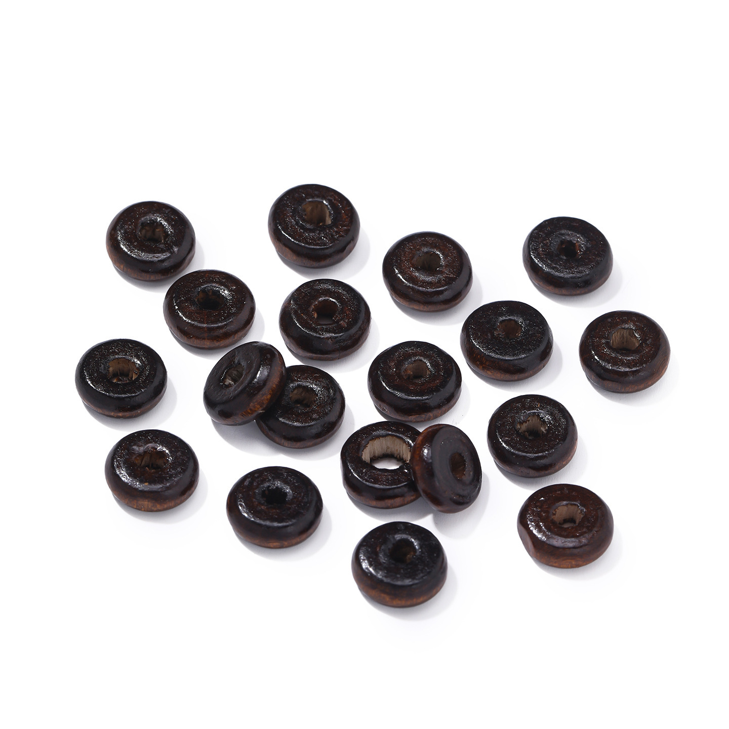 4x11 flat round beads, dark brown